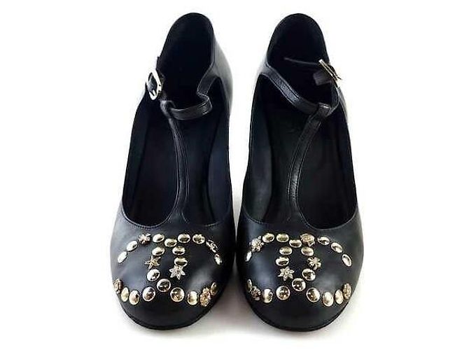 Chanel Scarpe con tacco a zeppa borchiate CC - vista 4