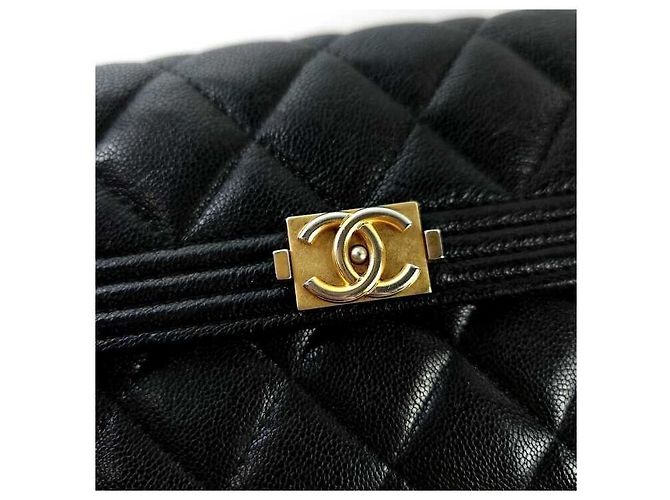 Chanel Langer Geldbeutel mit Klappe Boy Caviar Schwarz - Ansicht 3