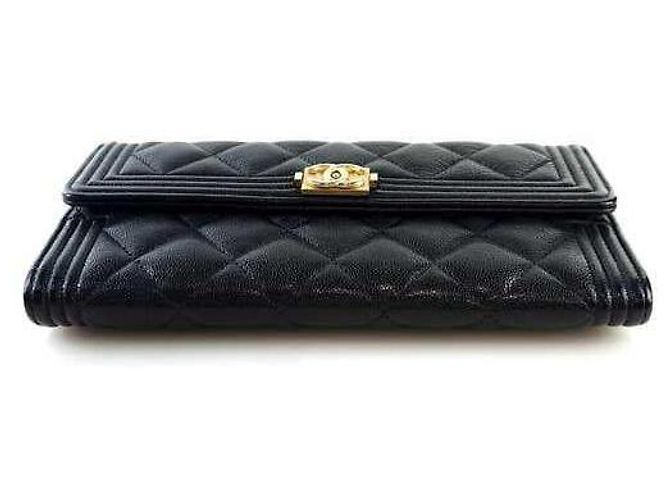 Chanel Langer Geldbeutel mit Klappe Boy Caviar Schwarz - Ansicht 5
