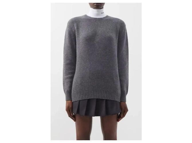 Pull en laine et cachemire gris Prada Automne 2022 IT36 - vue 10