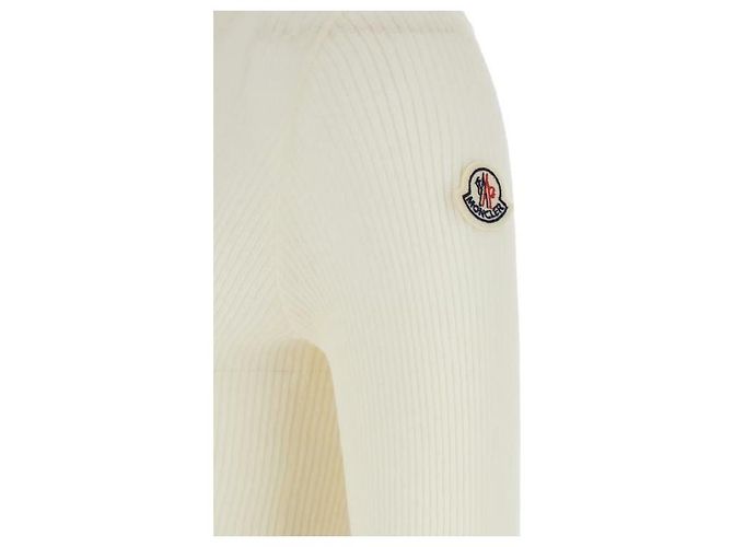 Moncler Polo de algodão misto com ribanas e patch de logo Branco - vista 6