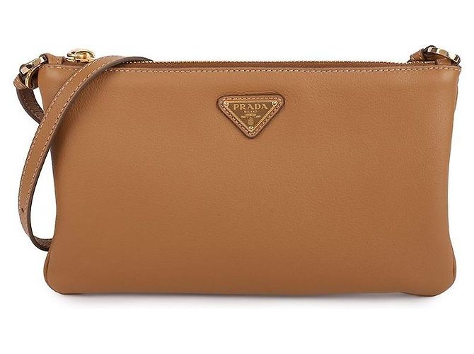 Prada Borsa a spalla in pelle morbida Marrone - vista 3