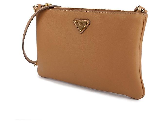 Prada Borsa a spalla in pelle morbida Marrone - vista 4