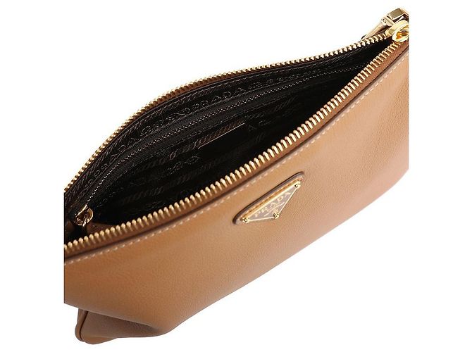 Prada Borsa a spalla in pelle morbida Marrone - vista 8