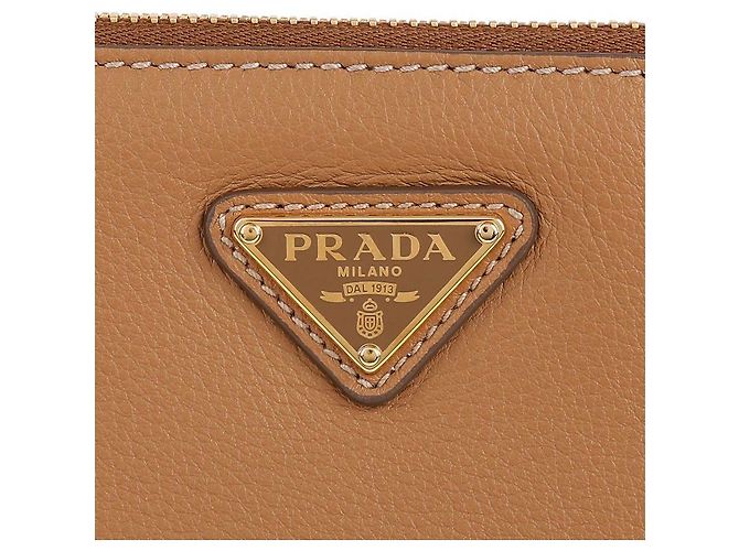 Prada Borsa a spalla in pelle morbida Marrone - vista 9