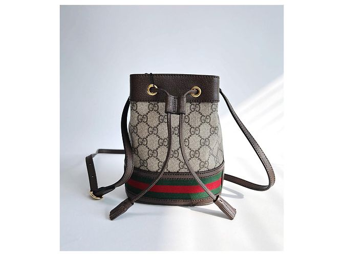 Gucci Mini borsa a secchiello Ophidia GG in tela beige Marrone - vista 7