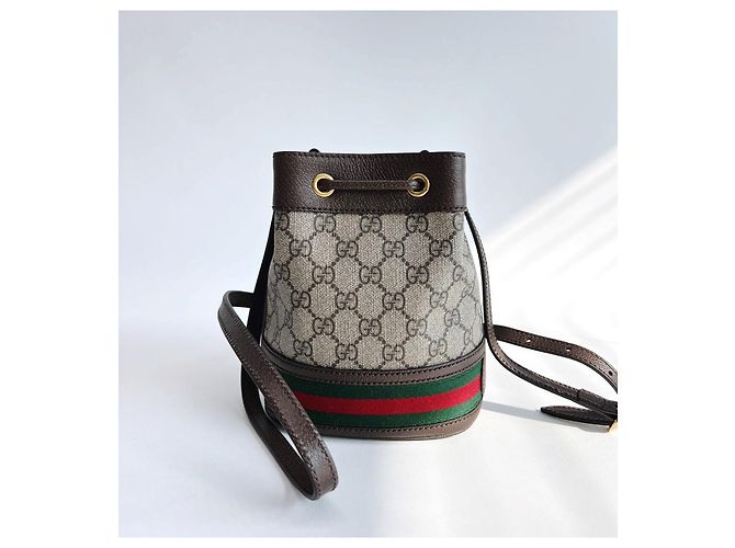 Gucci Mini borsa a secchiello Ophidia GG in tela beige Marrone - vista 8