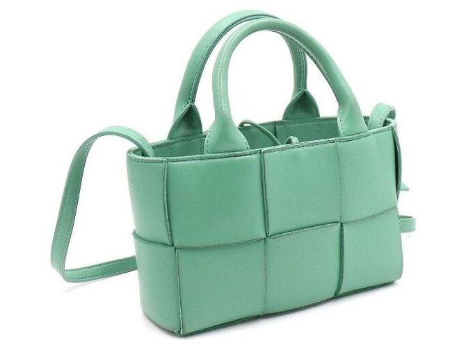 Bottega Veneta Borsa Tote e a Spalla in Pelle Nappa Candy Arco Sirena Verde - vista 4