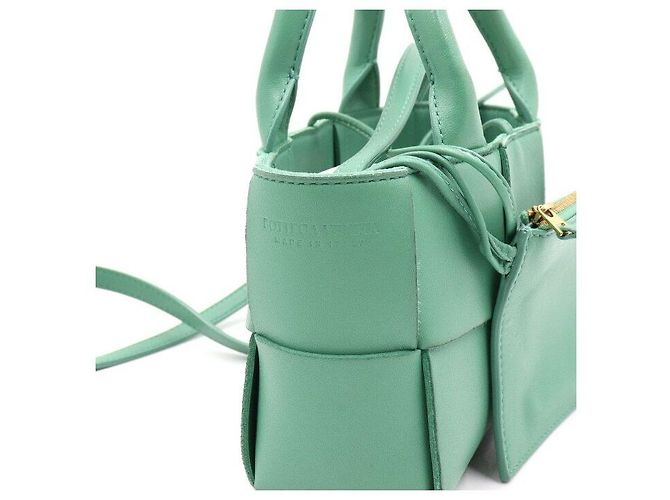 Bottega Veneta Borsa Tote e a Spalla in Pelle Nappa Candy Arco Sirena Verde - vista 5