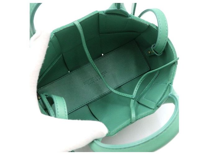 Bottega Veneta Borsa Tote e a Spalla in Pelle Nappa Candy Arco Sirena Verde - vista 7