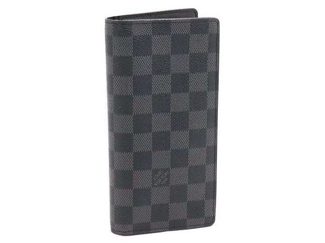 Louis Vuitton Portafoglio Brazza Damier Graphite per Uomini Marrone - vista 3