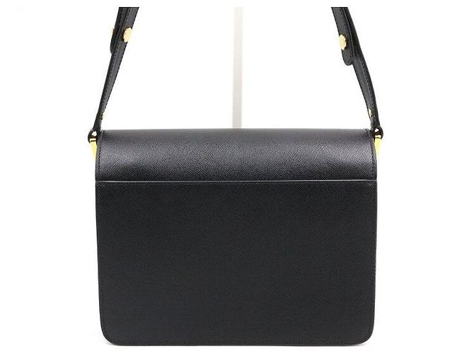 Marni Borsa a spalla in pelle Saffiano nera TRUNK - vista 4