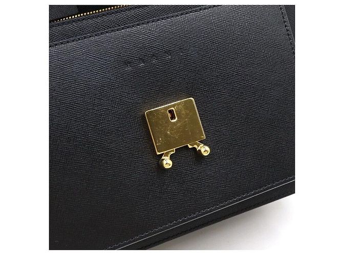 Marni Borsa a spalla in pelle Saffiano nera TRUNK - vista 7
