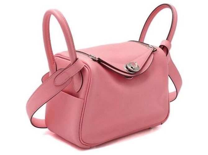 Hermès Borsa a mano e spalla Lindy Mini Evercolor Rosa Azalea con hardware argentato - vista 3