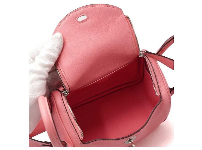 Hermès Borsa a mano e spalla Lindy Mini Evercolor Rosa Azalea con hardware argentato - vista 6