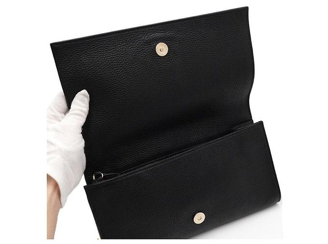 Gucci Clutch in pelle nera con frange Interlocking Soho - vista 6