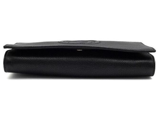 Gucci Clutch in pelle nera con frange Interlocking Soho - vista 7