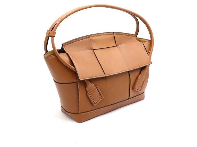 Bottega Veneta Borsa a mano e borsa a spalla Arco media in pelle marrone - vista 3