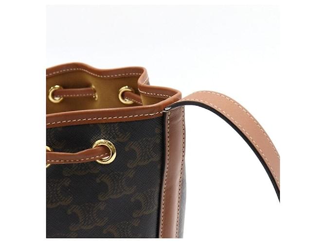 Céline Borsa a secchiello piccola Triomphe con coulisse, da spalla e a tracolla Marrone - vista 4