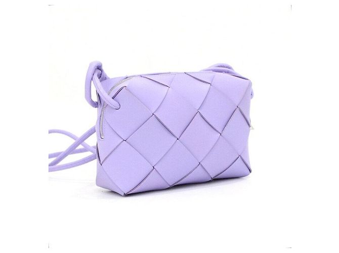 Bottega Veneta Borsa a Spalla e Borsa Crossbody Intrecciato Cassette Piccola Porpora - vista 3
