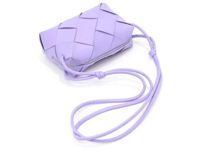 Bottega Veneta Borsa a Spalla e Borsa Crossbody Intrecciato Cassette Piccola Porpora - vista 8