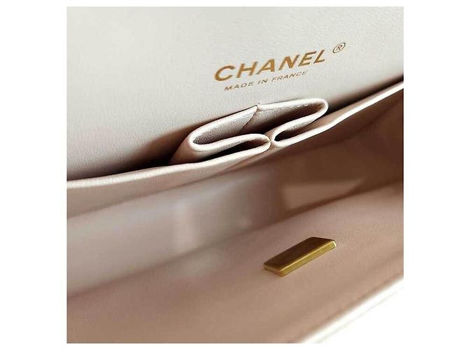 Chanel Borsa a spalla classica in pelle di agnello Bianco - vista 7