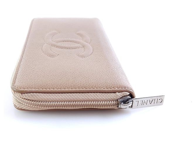 Chanel Portafoglio Lungo Caviar Zip CC Arancione - vista 2