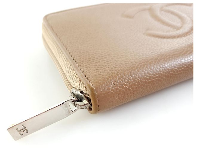 Chanel Portafoglio Lungo Caviar Zip CC Arancione - vista 4