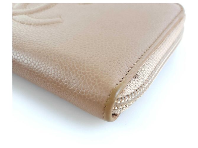 Chanel Portafoglio Lungo Caviar Zip CC Arancione - vista 5