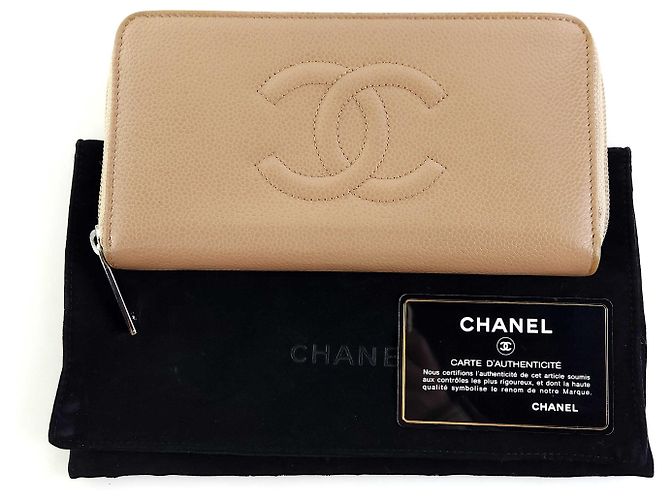 Chanel Portafoglio Lungo Caviar Zip CC Arancione - vista 7