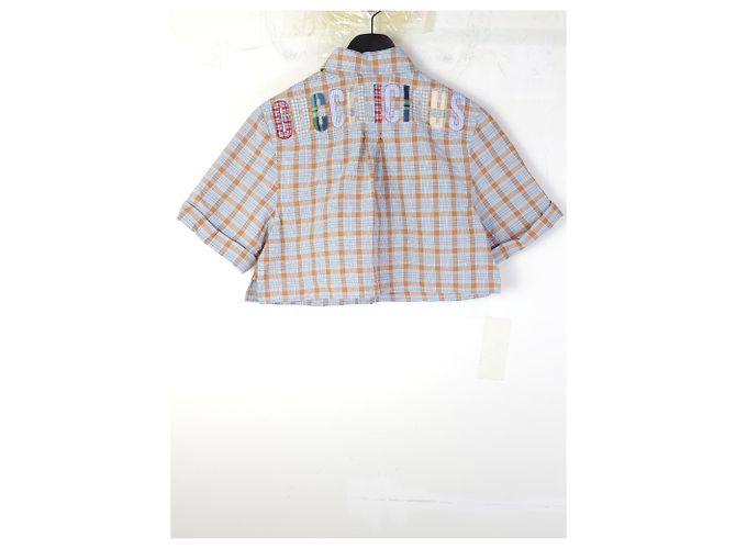 Gucci Camicia in cotone a quadri con patch animale Multicolore - vista 3