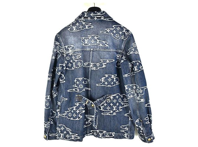 Louis Vuitton Pharrell Williams Nigo Denim Monogram Arbeitsjacke Blau - Ansicht 3