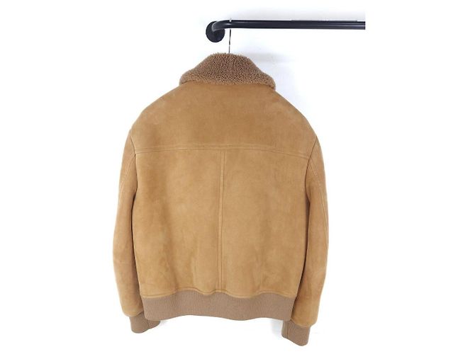 Prada Mustang-Jacke aus Schaffell mit eingeprägtem Logo Orange - Ansicht 3
