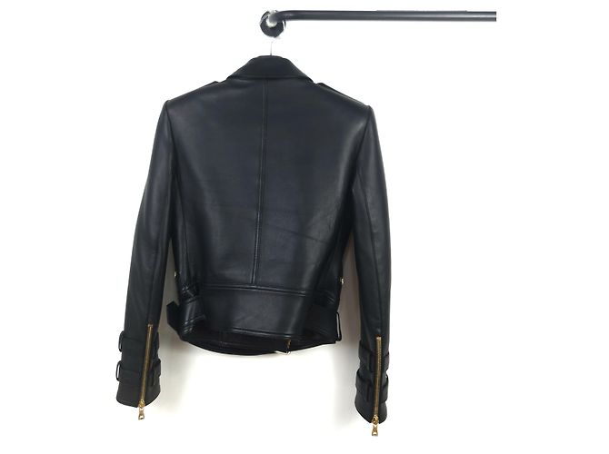 Balmain Lammfell Rider Lederjacke Schwarz - Ansicht 3
