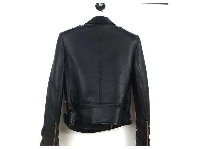 Balmain Lammfell Rider Lederjacke Schwarz - Ansicht 4