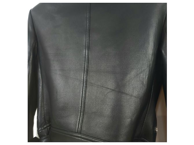 Balmain Lammfell Rider Lederjacke Schwarz - Ansicht 5