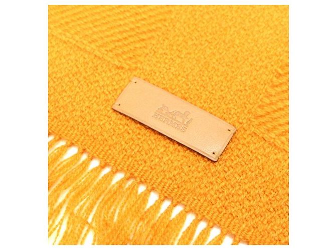Hermès Bufanda Rayada Naranja de Cachemira Unisex - vista 3
