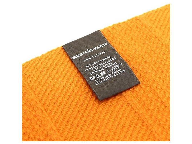 Hermès Bufanda Rayada Naranja de Cachemira Unisex - vista 4