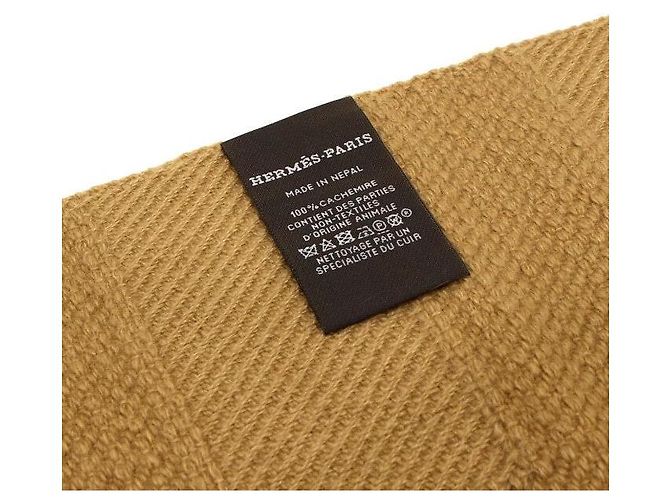 Hermès Bufanda de cachemira con rayas y patrones grandes Castaño - vista 5