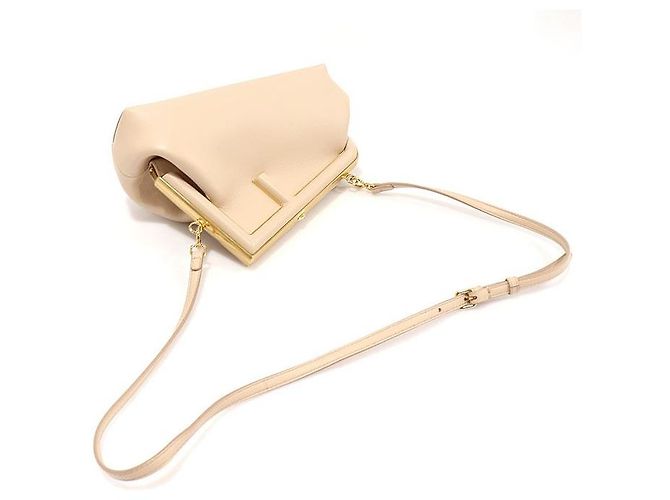 Fendi Borsa a spalla piccola in Napa beige con logo dorato Marrone - vista 4