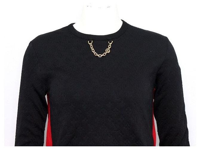 Louis Vuitton Pullover für Damen mit geprägtem Monogramm und goldener Kettendekoration Schwarz - Ansicht 2
