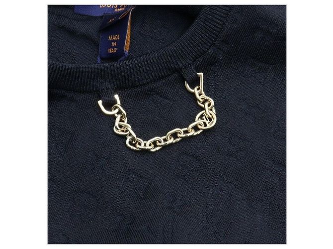 Louis Vuitton Pullover für Damen mit geprägtem Monogramm und goldener Kettendekoration Schwarz - Ansicht 5