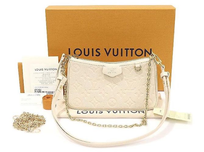 Louis Vuitton Pochette Facile con Tracolla Crema Beige Monogramma Empreinte Marrone - vista 2