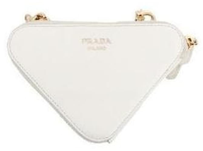 Prada Bolsa transversal triangular em shearling branco - vista 3