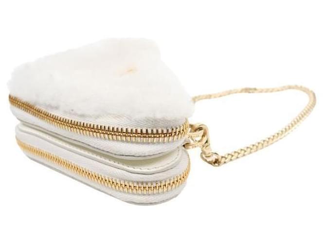 Prada Bolsa transversal triangular em shearling branco - vista 9