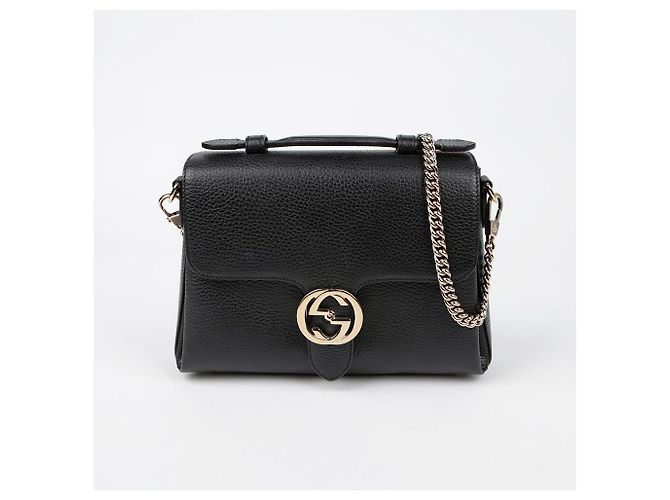 Gucci Bolsa de ombro com alça superior entrelaçada Preto - vista 2