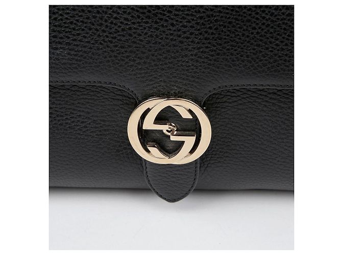 Gucci Bolsa de ombro com alça superior entrelaçada Preto - vista 3