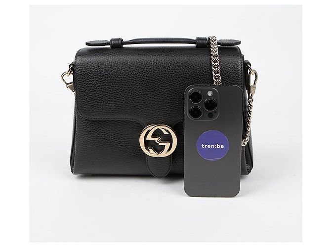 Gucci Bolsa de ombro com alça superior entrelaçada Preto - vista 7