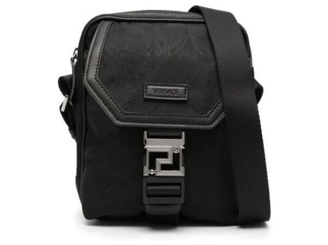 Versace Piccola borsa a tracolla barocca in neoprene Nero - vista 5