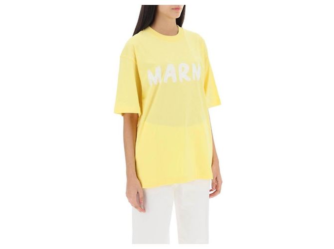 Marni T-shirt in cotone con logo D'oro - vista 5